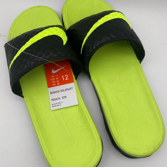 NIKE BENASSI SOLARSOFT BLACK/VOLT #705474-070 US MEN\'S VARIOUS SIZE main image 9
